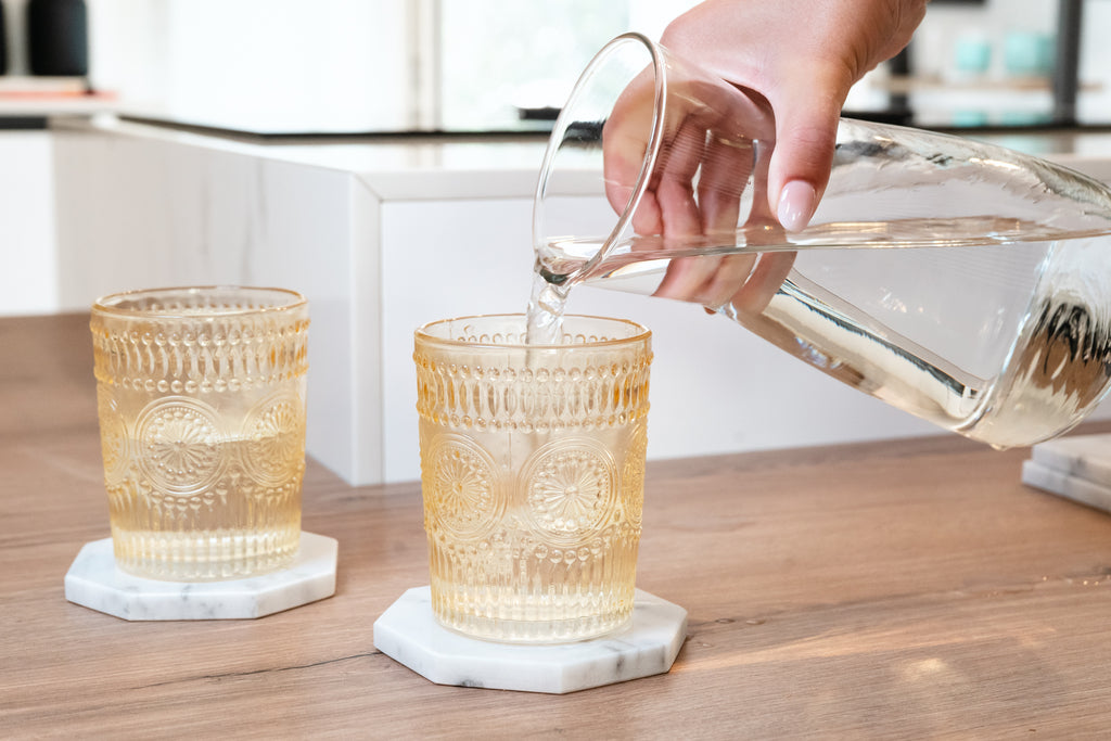 SOTTOBICCHIERE "TIGLIO" (SET 2PZ) MARMO BIANCO DI CARRARA