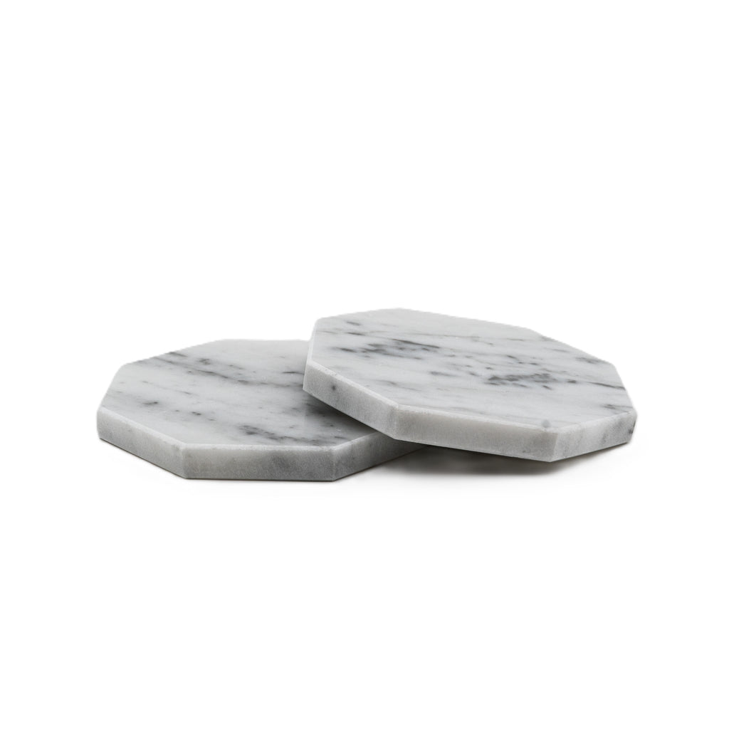 SOTTOBICCHIERE "TIGLIO" (SET 2PZ) MARMO BIANCO DI CARRARA