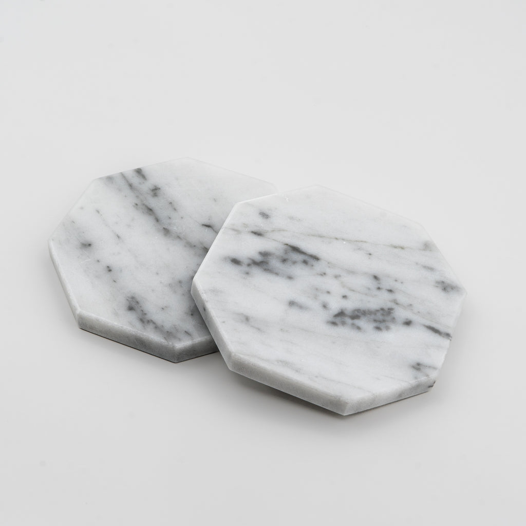 SOTTOBICCHIERE "TIGLIO" (SET 2PZ) MARMO BIANCO DI CARRARA